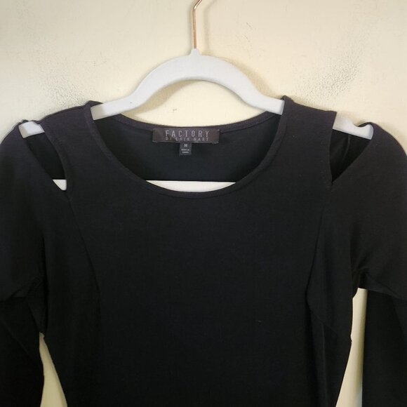 Factory By Erik Hart Black Bodycon Dress Cut Out Shoulders Size M - Picture 3 of 7